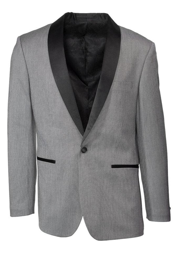 "Sebastian" Grey Pindot Tuxedo Jacket Shawl (Separates)