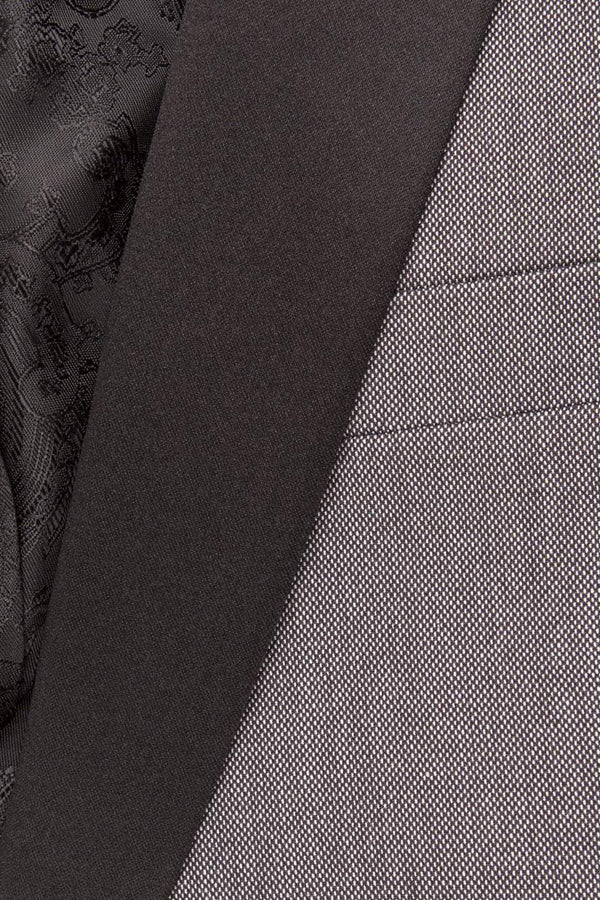 "Sebastian" Grey Pindot Tuxedo Jacket Shawl (Separates)